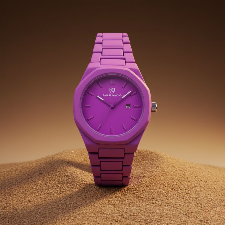 White Purple Wrist Watch