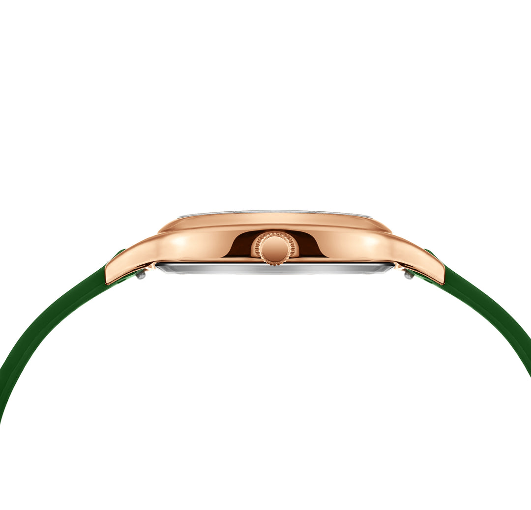 Forest Green Rose Gold Square Analog