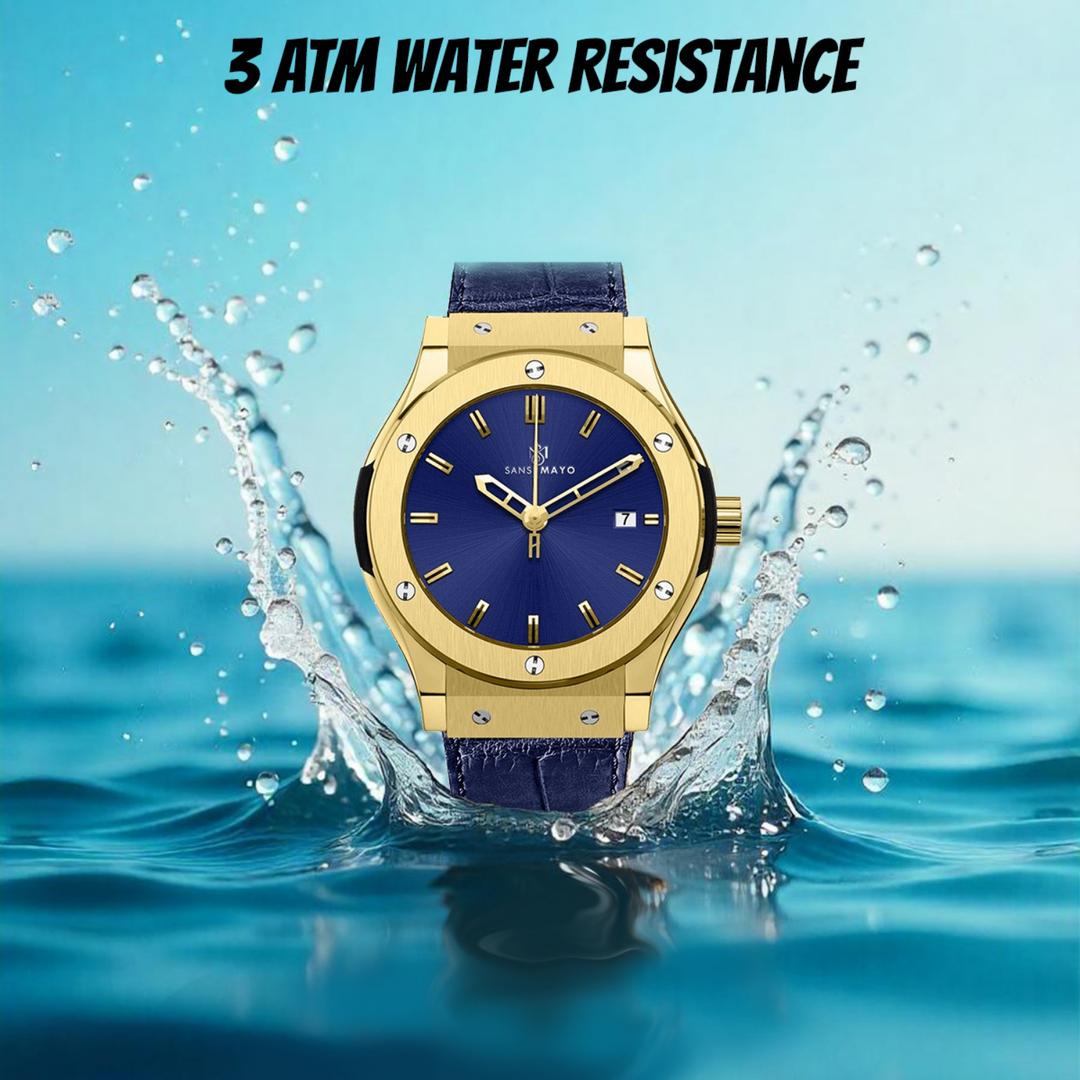 Azure Blue Leather Analog