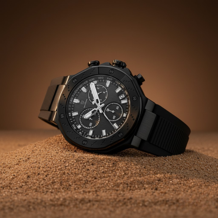Romano All-Black Men’s Watch — Black Dial, Black Silicone Strap