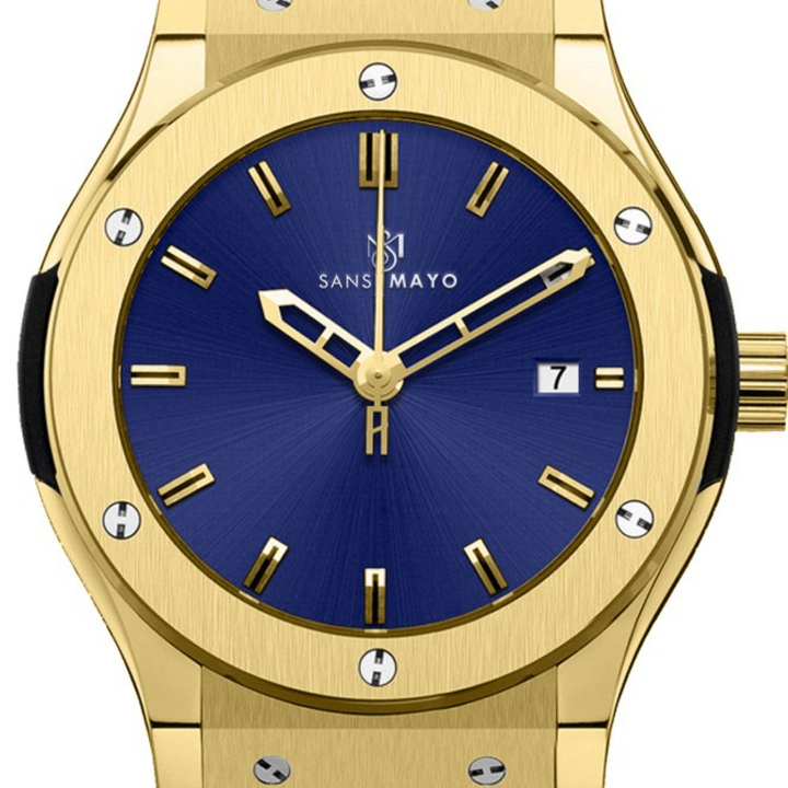 Azure Blue Leather Analog