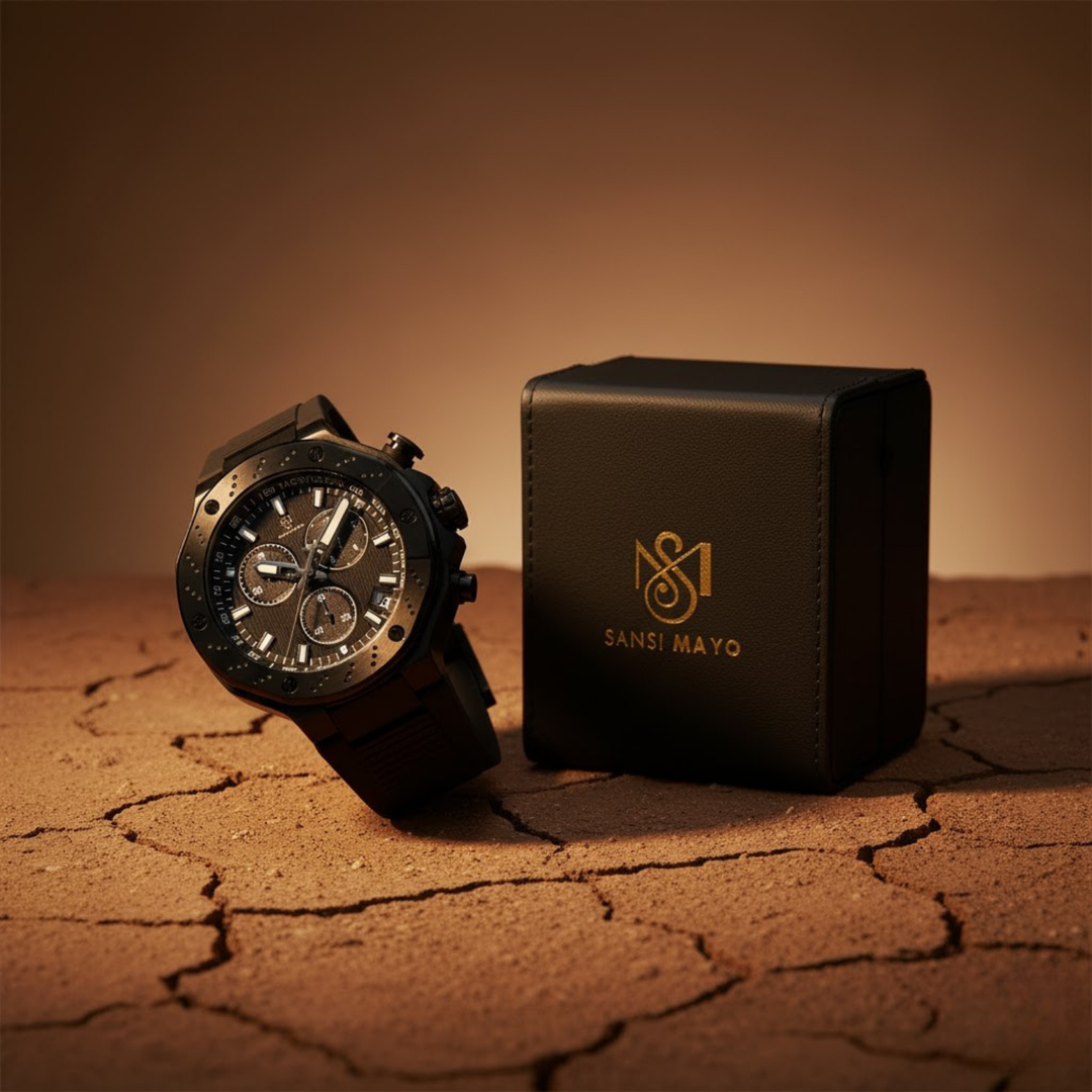 Romano All-Black Men’s Watch — Black Dial, Black Silicone Strap