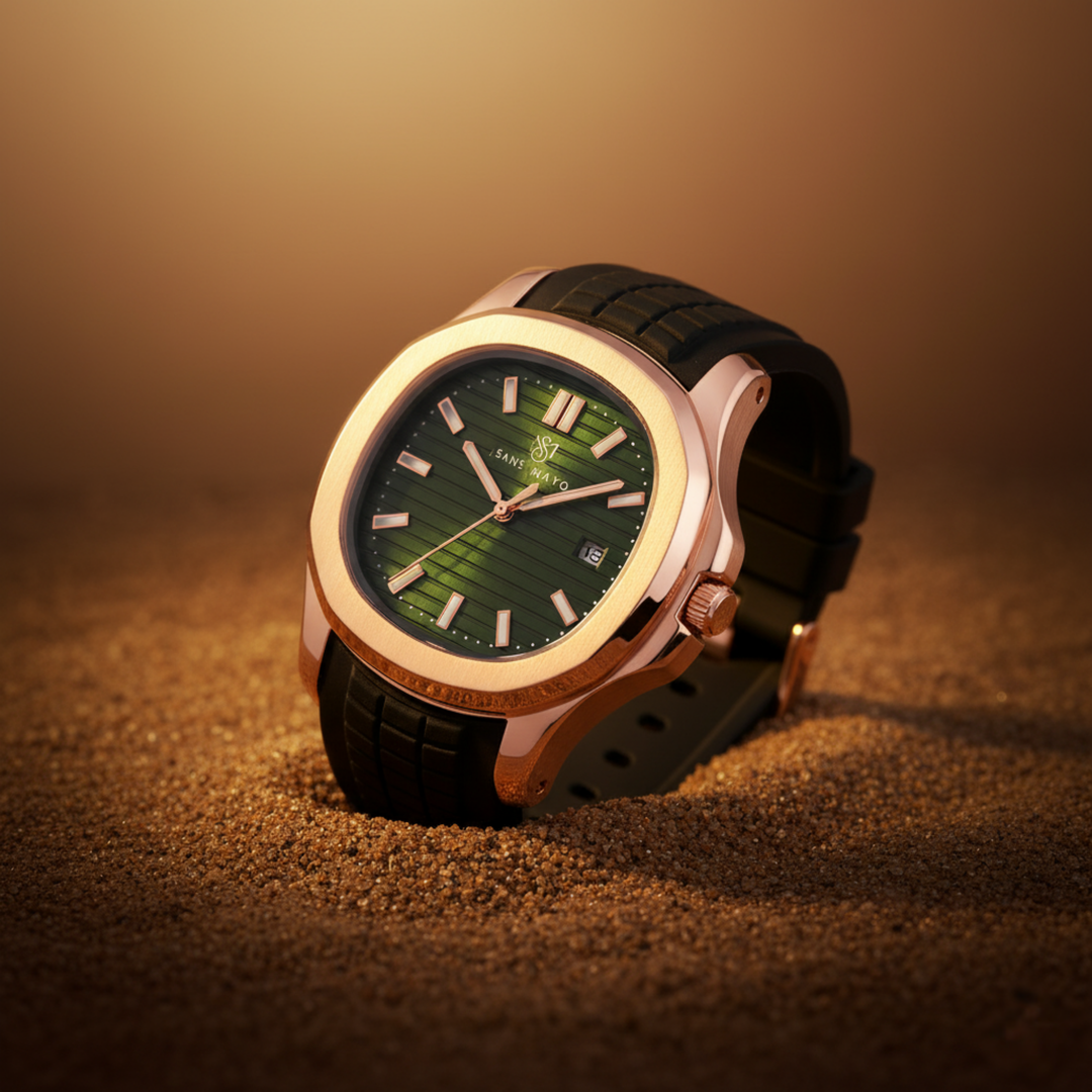 Emerald Green Rose Gold Wrist Watch