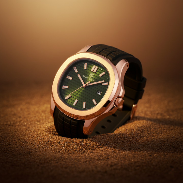 Emerald Green Rose Gold Wrist Watch