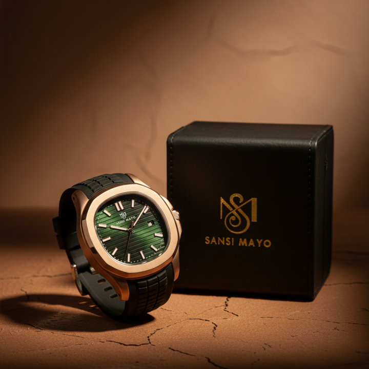 Emerald Green Rose Gold Wrist Watch
