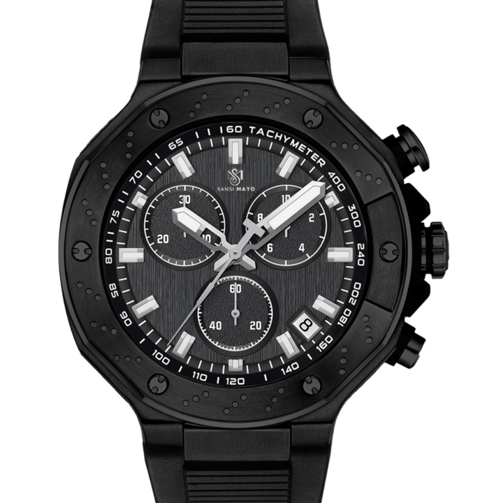 Romano All-Black Men’s Watch — Black Dial, Black Silicone Strap
