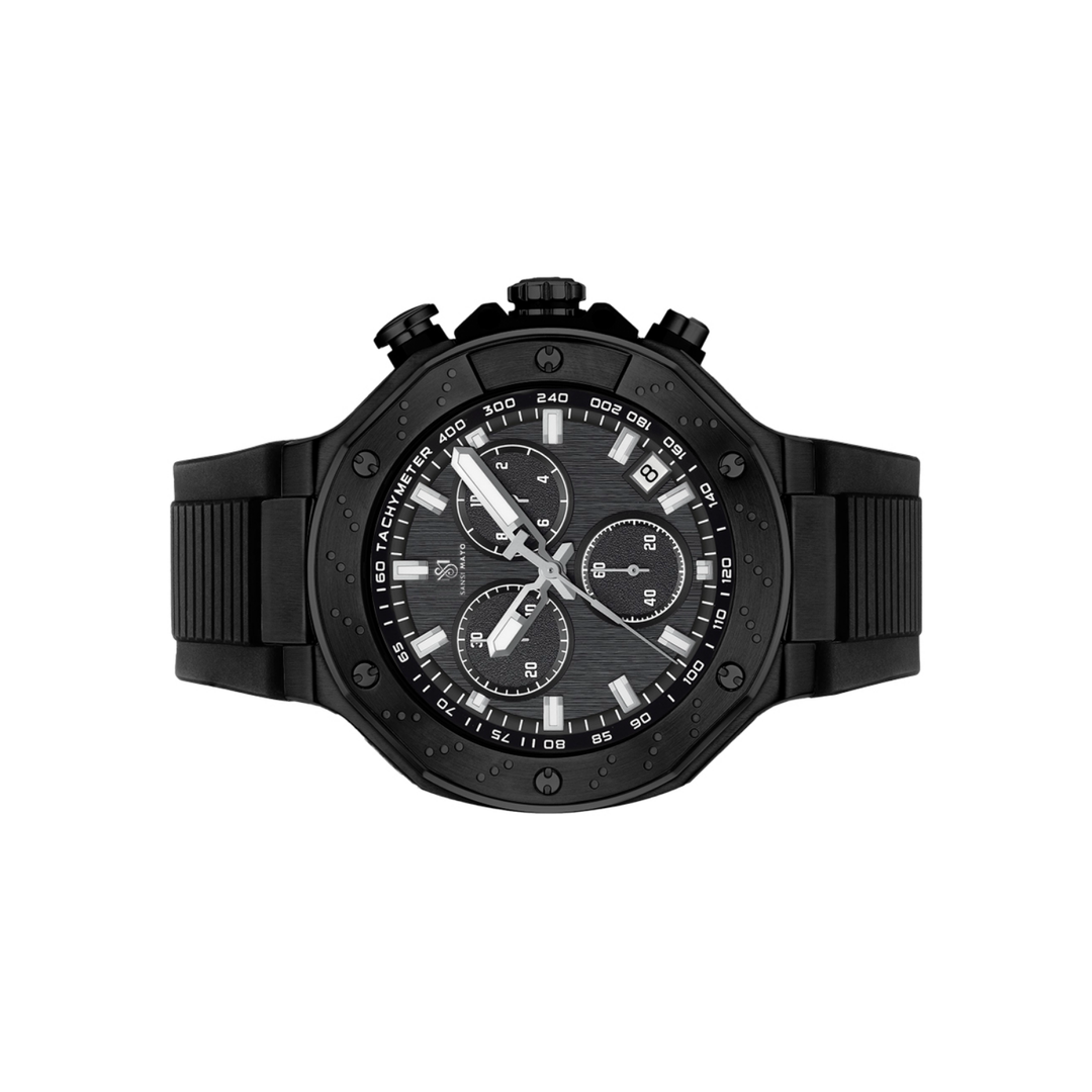 Romano All-Black Men’s Watch — Black Dial, Black Silicone Strap