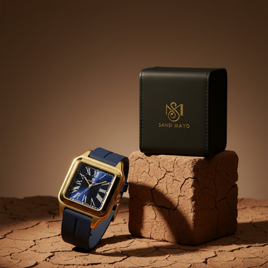 Azure Blue Square Analog