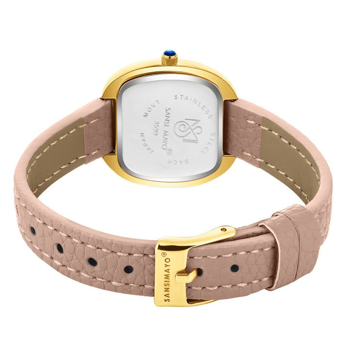 Verona Peach Dial Gold Square Watch for Women