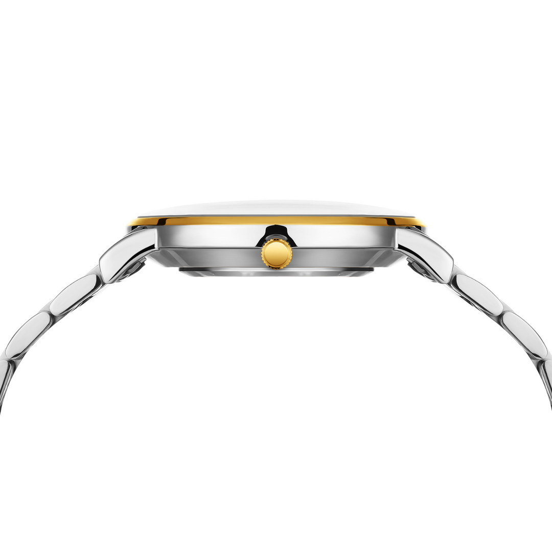 Two-Tone Silver & Gold Stainless Steel Watch — White Dial
