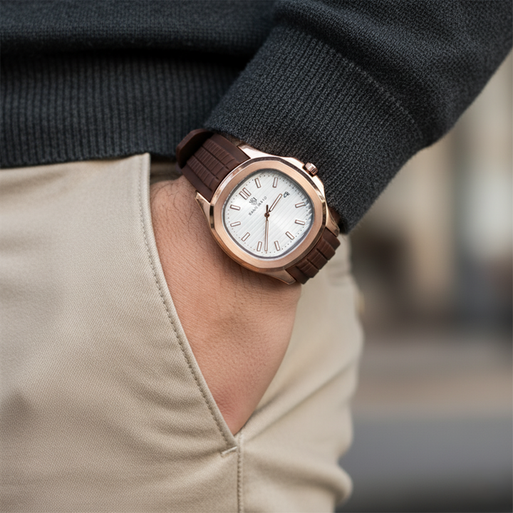 Rose Gold Ivory Elegance Wrist Watch
