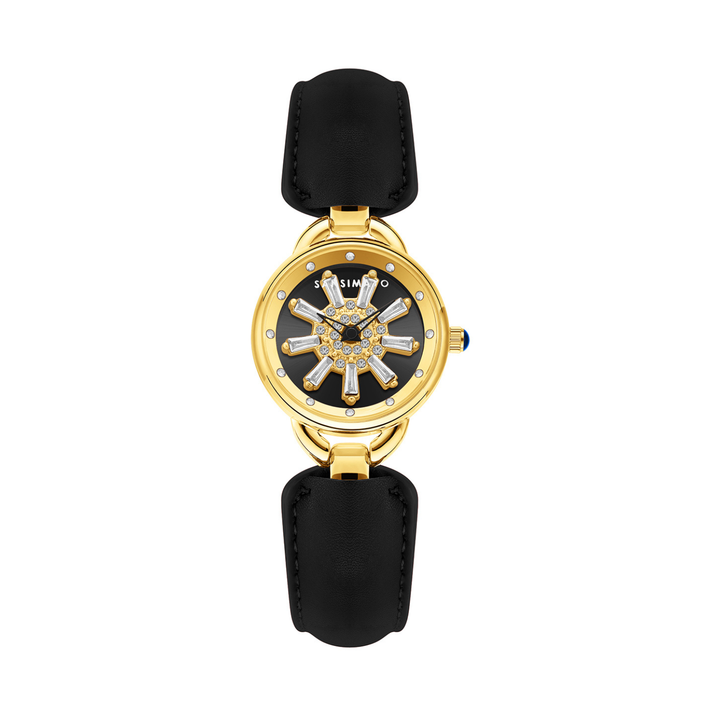 Aurora Women Dynamic Rotating Dial Watch Ð Black Gold Edition
