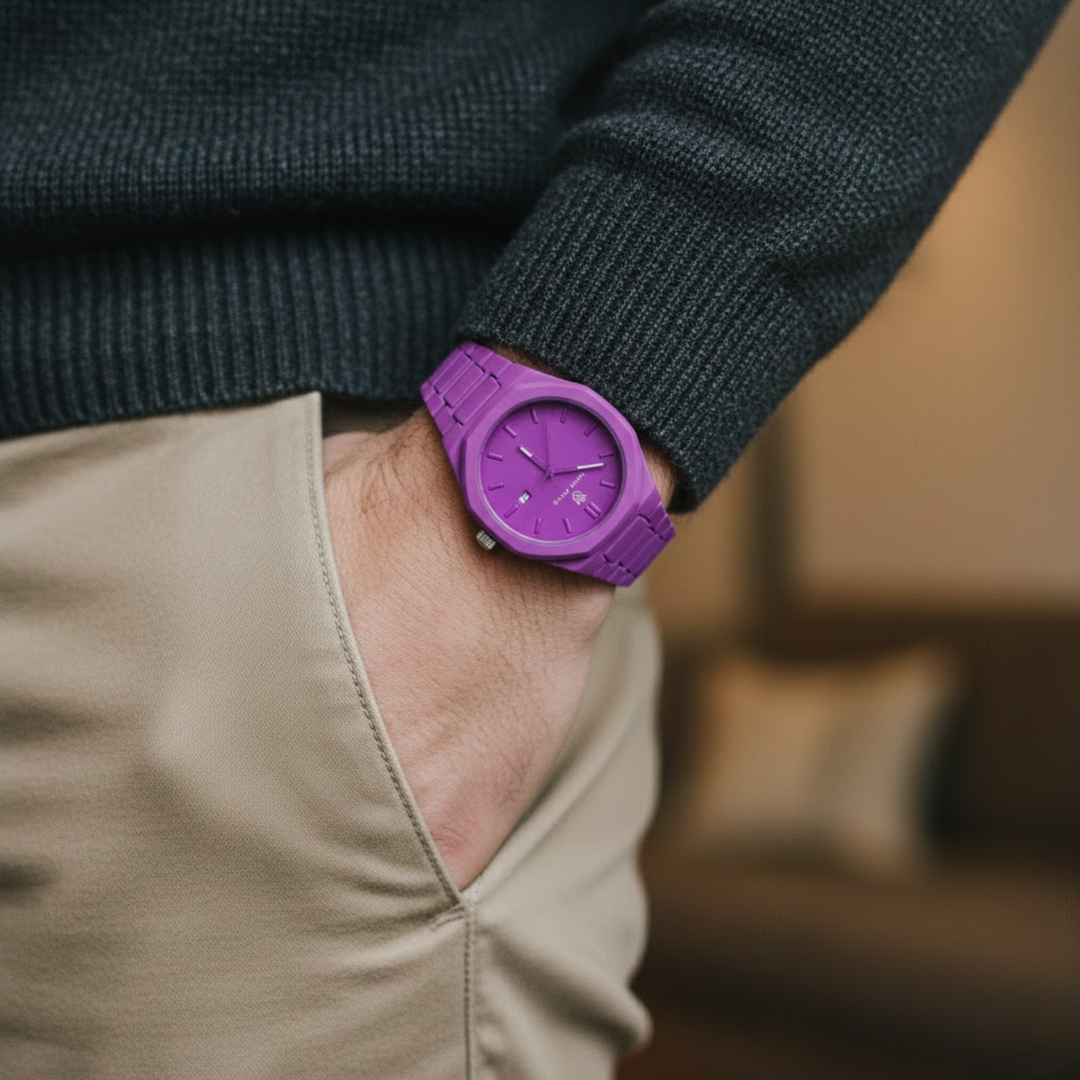 White Purple Wrist Watch