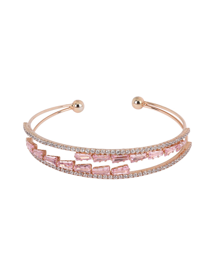 Sansimayo Women’s Dark Pink Dial Watch with Bracelet – Two Tone Gold Edition