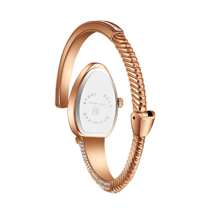 Python Rose Gold And Black Bracelet Watch – White Dial | Sansi Mayo