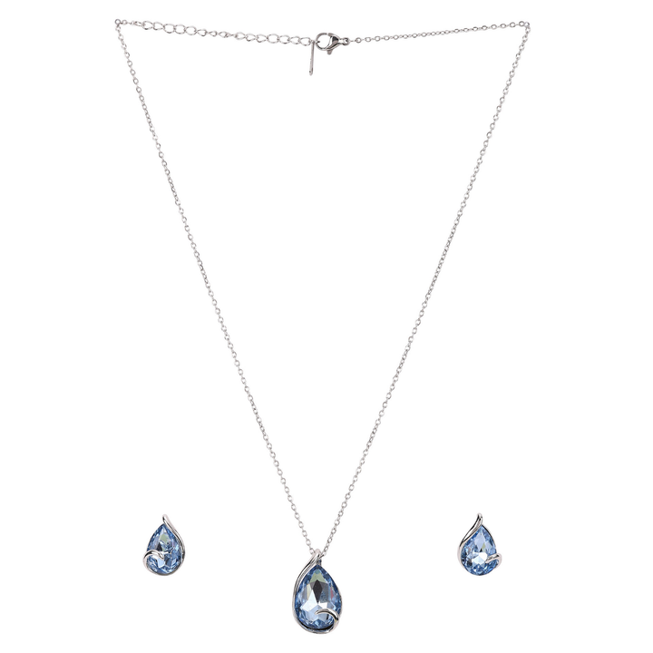 Sansi Mayo Women’s Watch & Jewellery Gift Set — Silver with Sky Blue Dial & Egyptian Stone