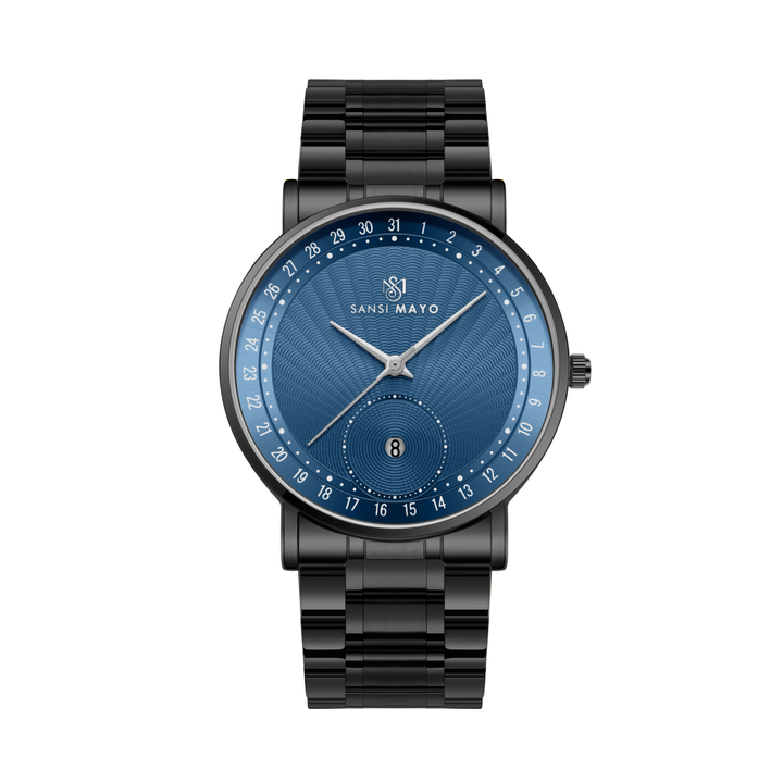Bold Black & Blue Quartz Date Dial