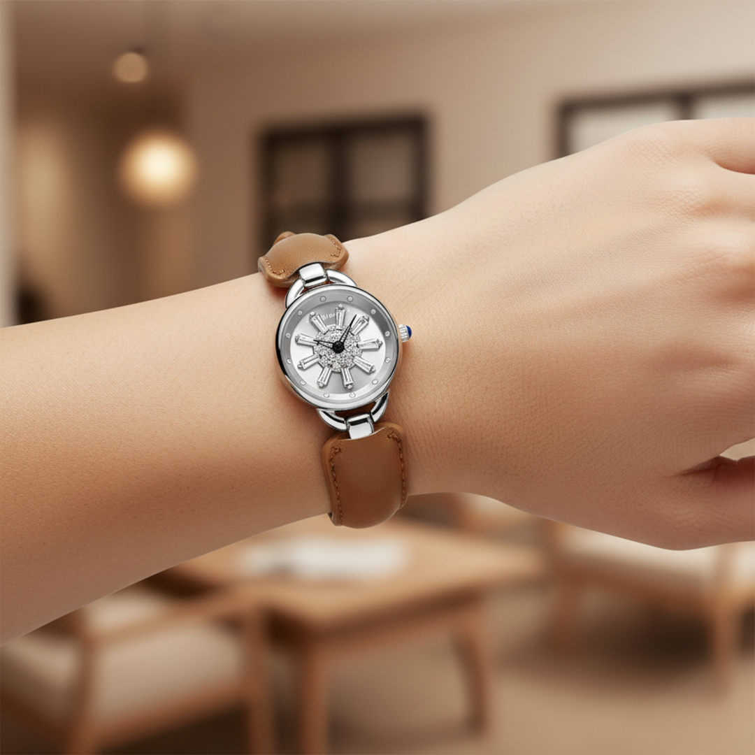 Aurora Beige Silver Quartz Watch