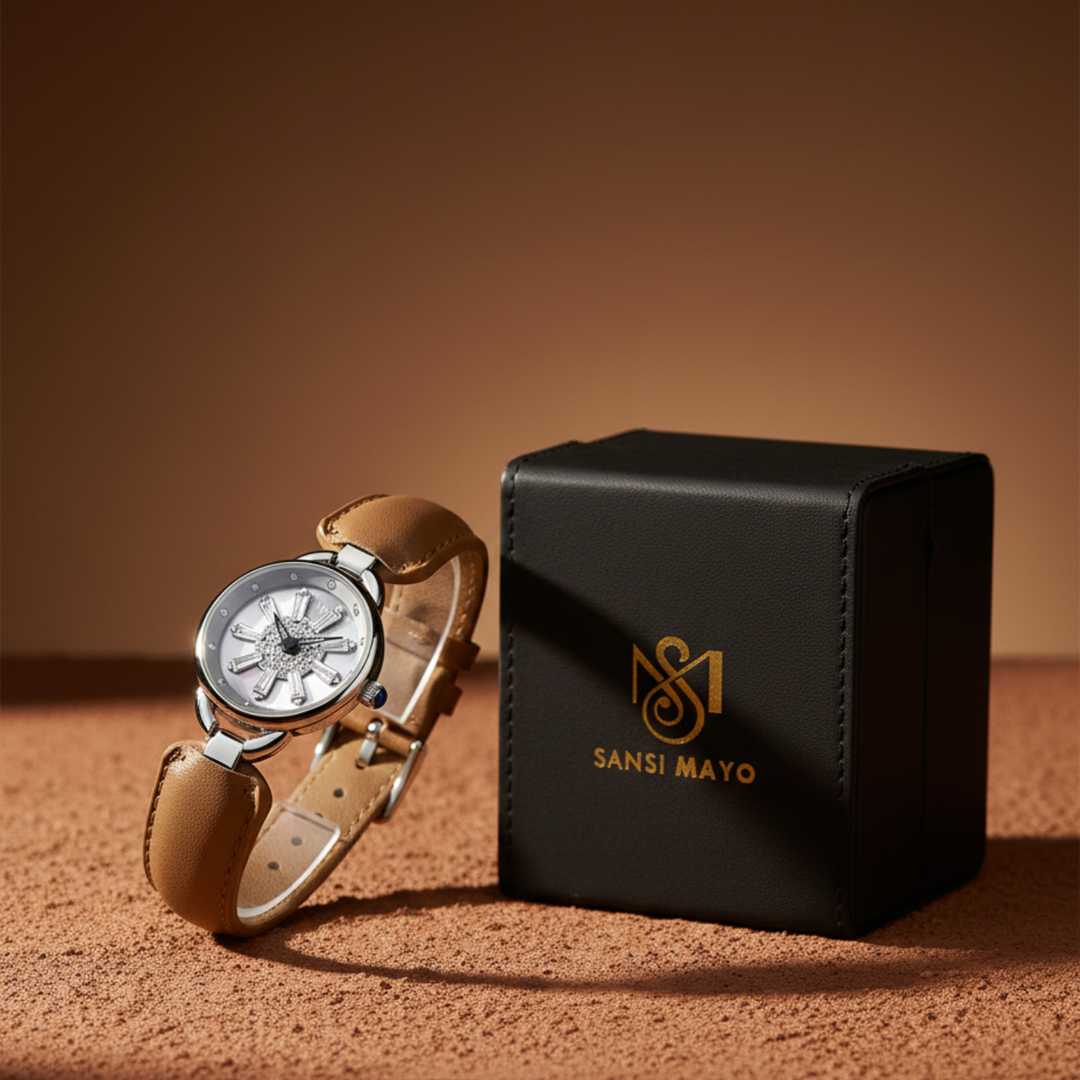 Aurora Beige Silver Quartz Watch