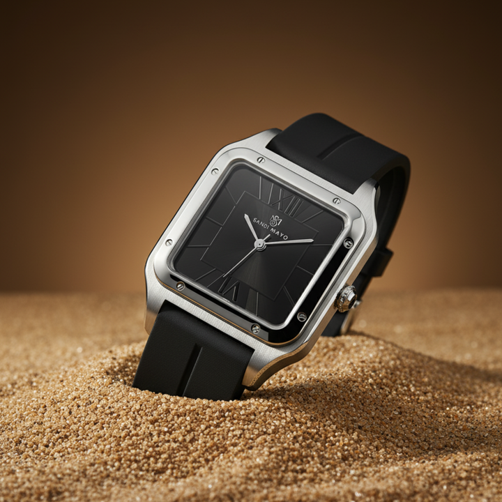 Charcoal Black Square Analog