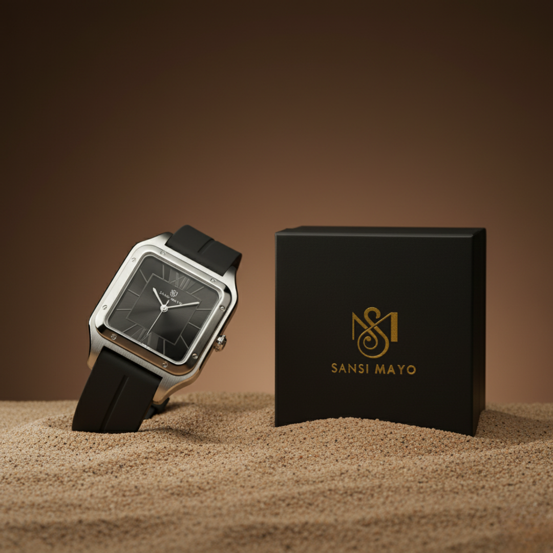 Charcoal Black Square Analog