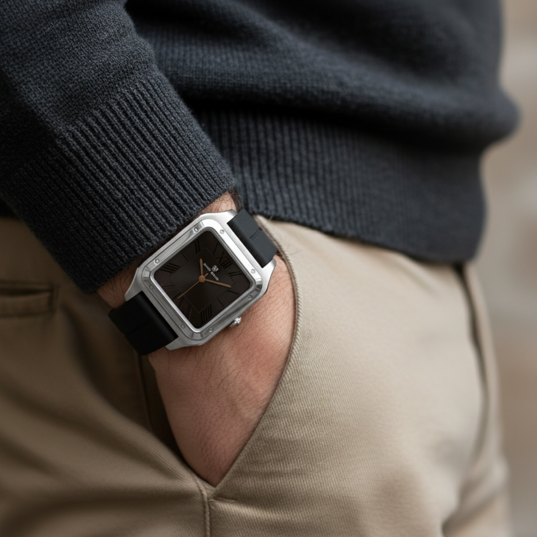 Charcoal Black Square Analog