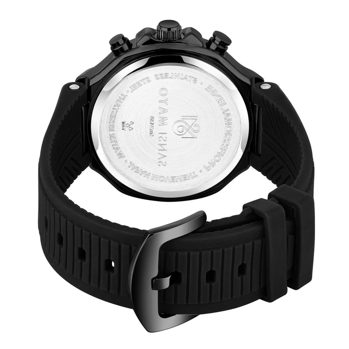 Romano White Dial Men’s Watch — Black Case & Silicone Strap