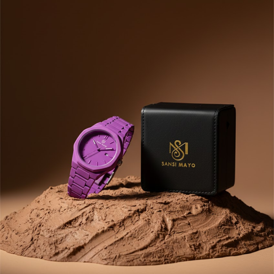 White Purple Wrist Watch