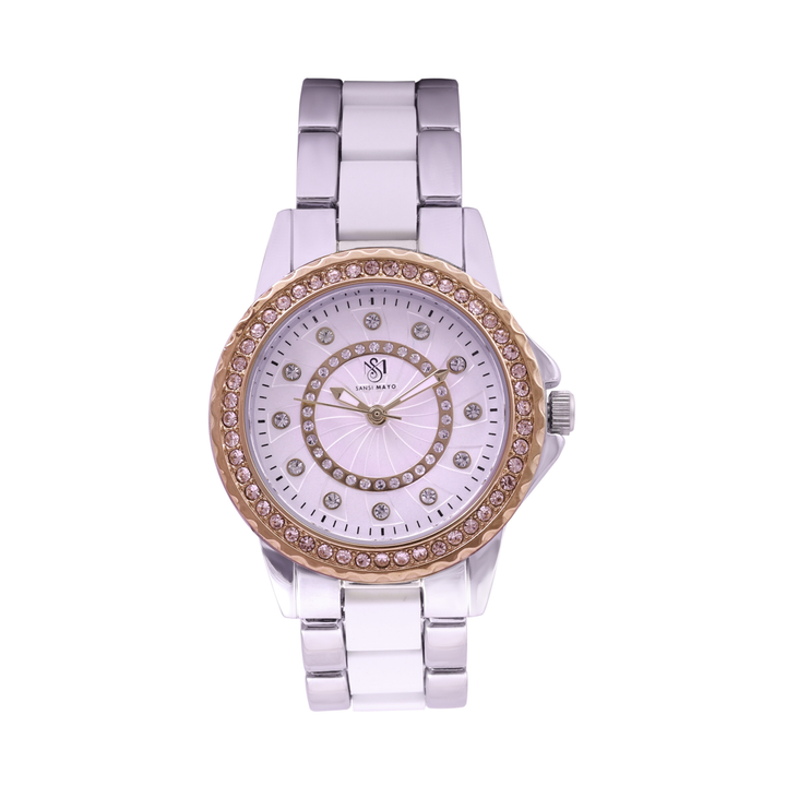 Round Two Tone  Rose Gold Wrist Watch