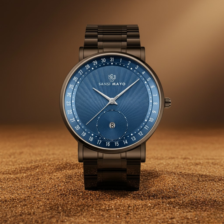 Bold Black & Blue Quartz Date Dial