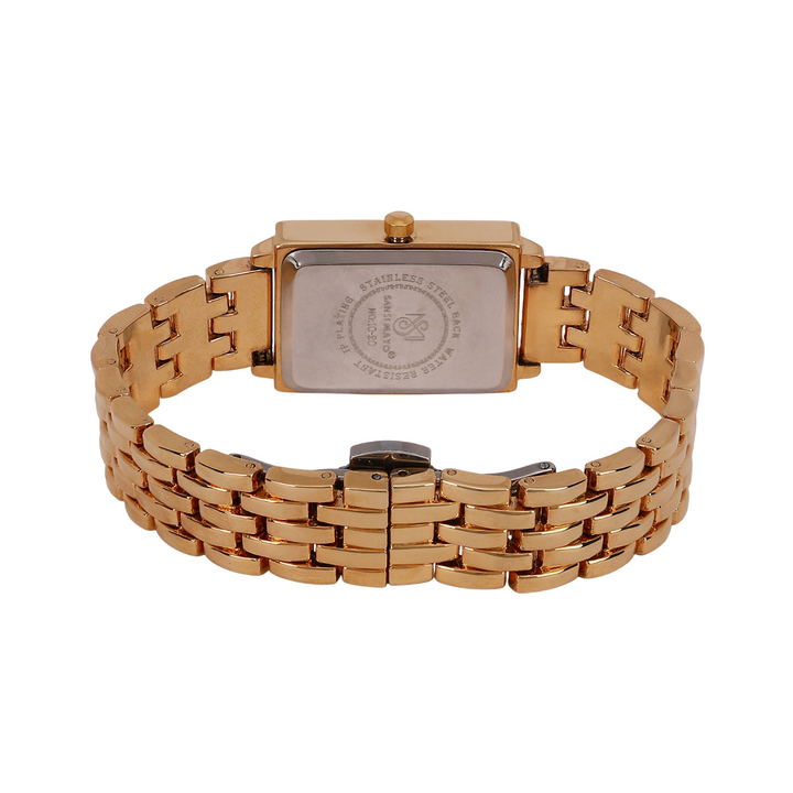 Sansi Mayo Women’s Watch, Bangle & Ring Gift Set — Gold Stainless Steel with Blue Dial & Crystal Egyptian Stone