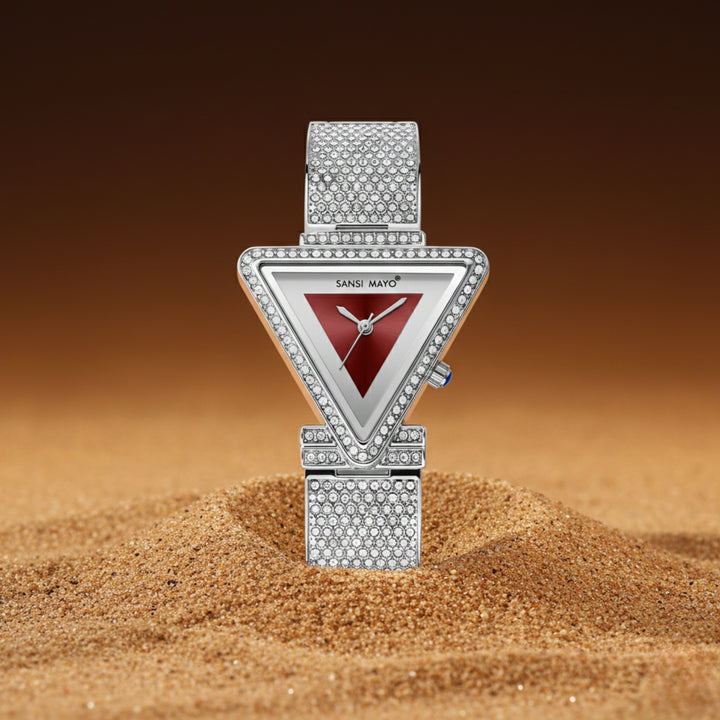 Dina Maroon Triangle Dial Women’s Watch