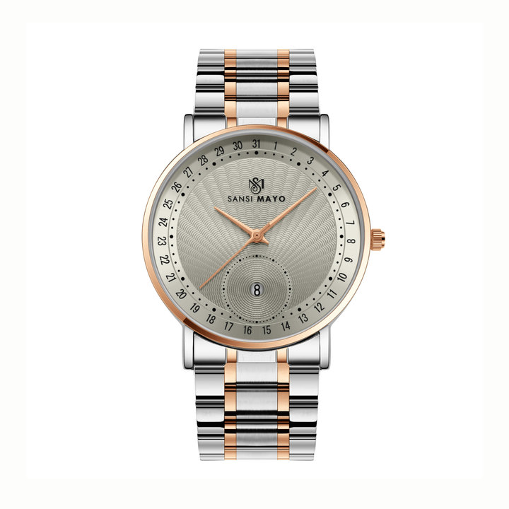 Two-Tone Rose Gold & Silver Watch — Grey Dial