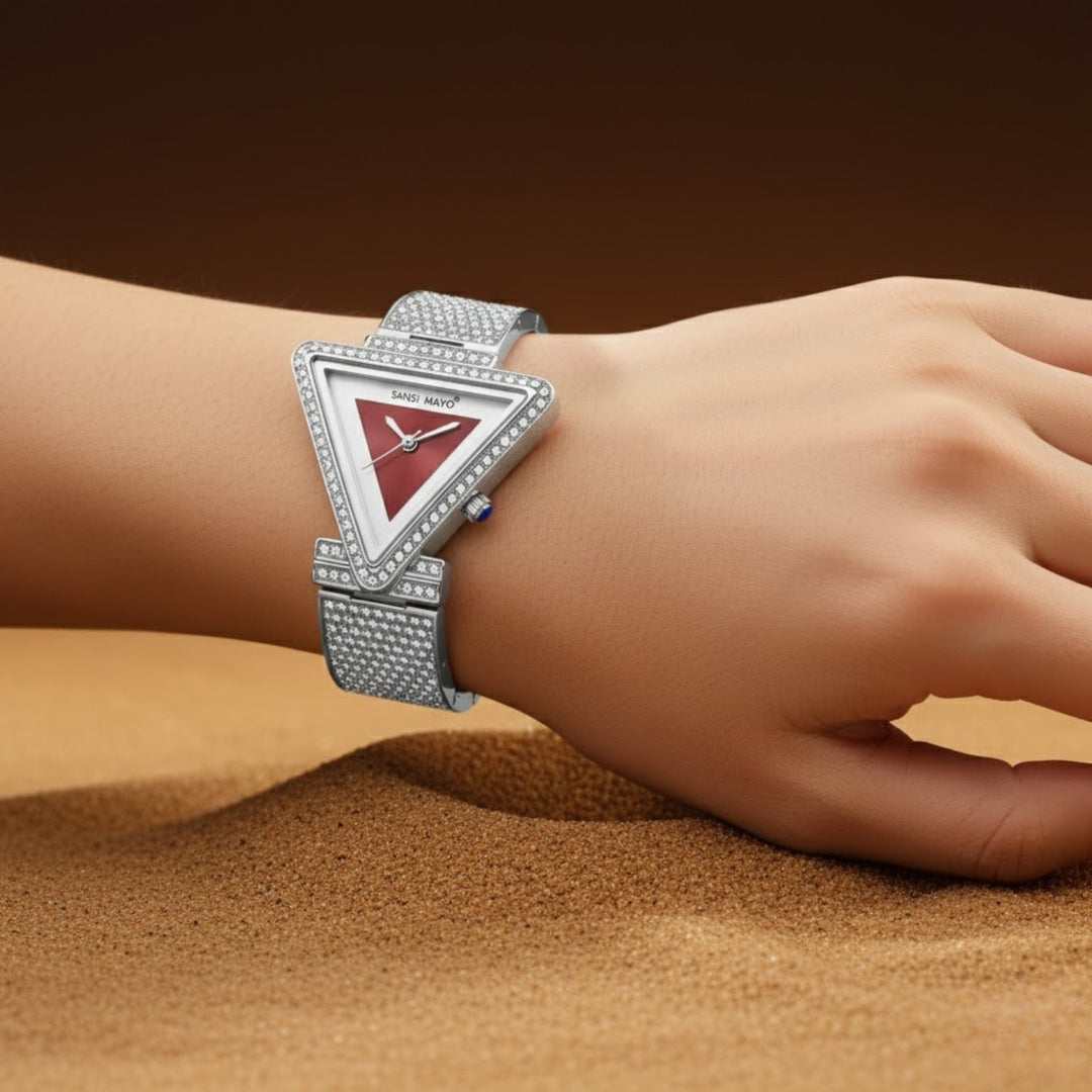 Dina Maroon Triangle Dial Women’s Watch