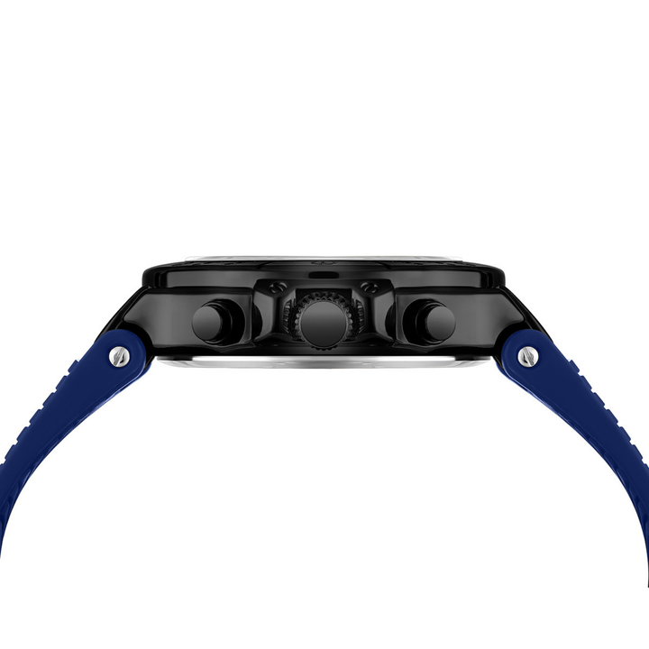 Romano Blue Dial Men’s Watch — Black Case & Silicone Strap