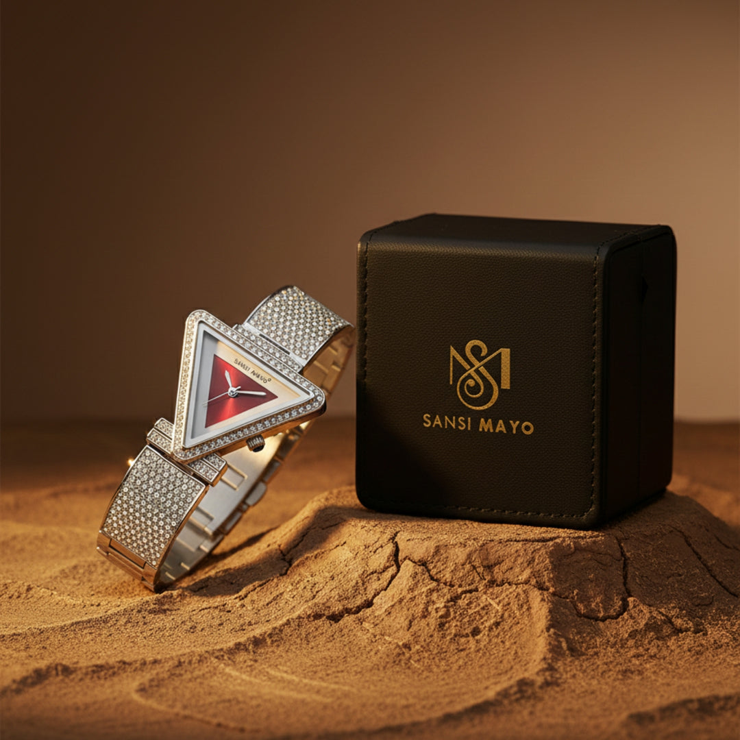 Dina Maroon Triangle Dial Women’s Watch