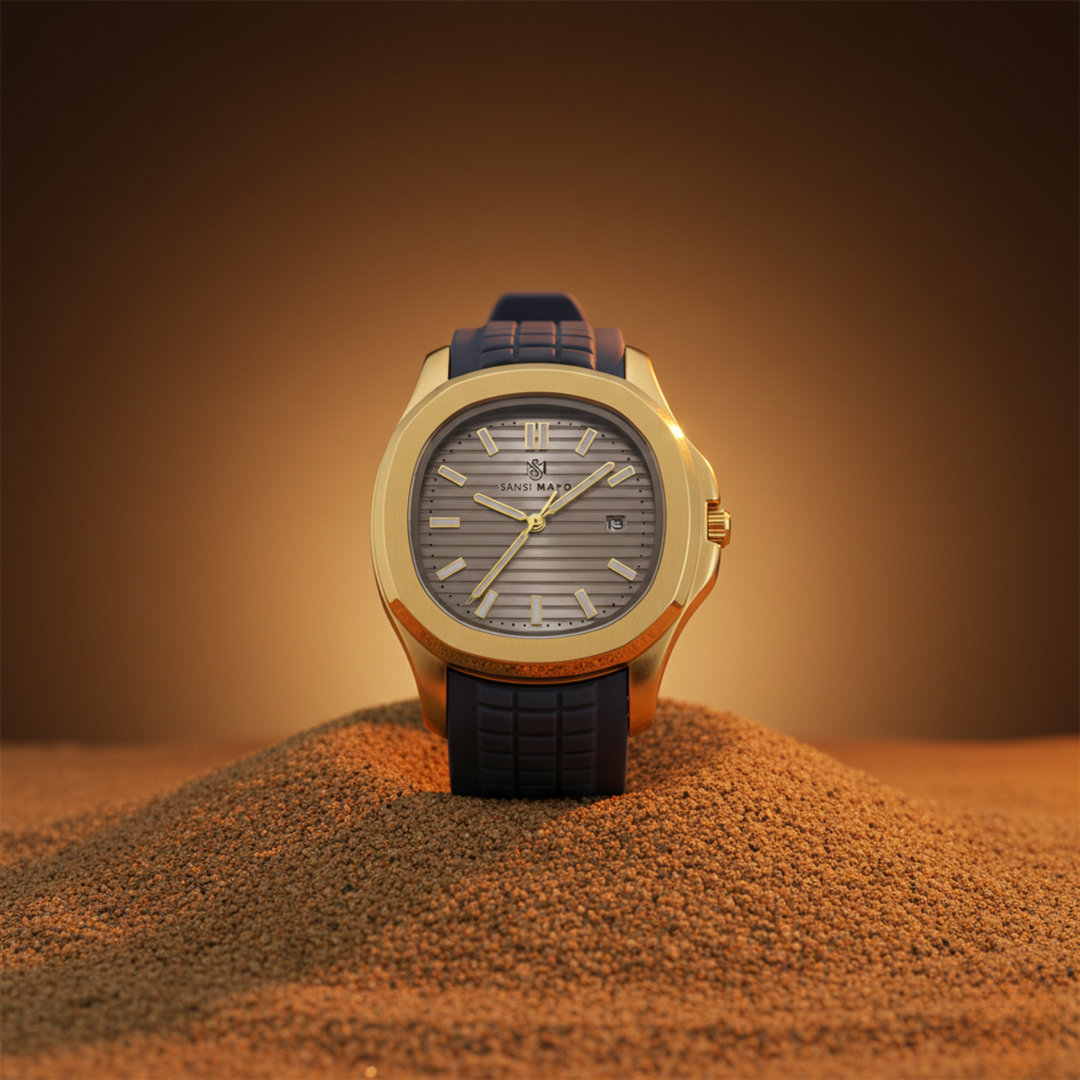Round Gold Wrist Watch - Urban Gray