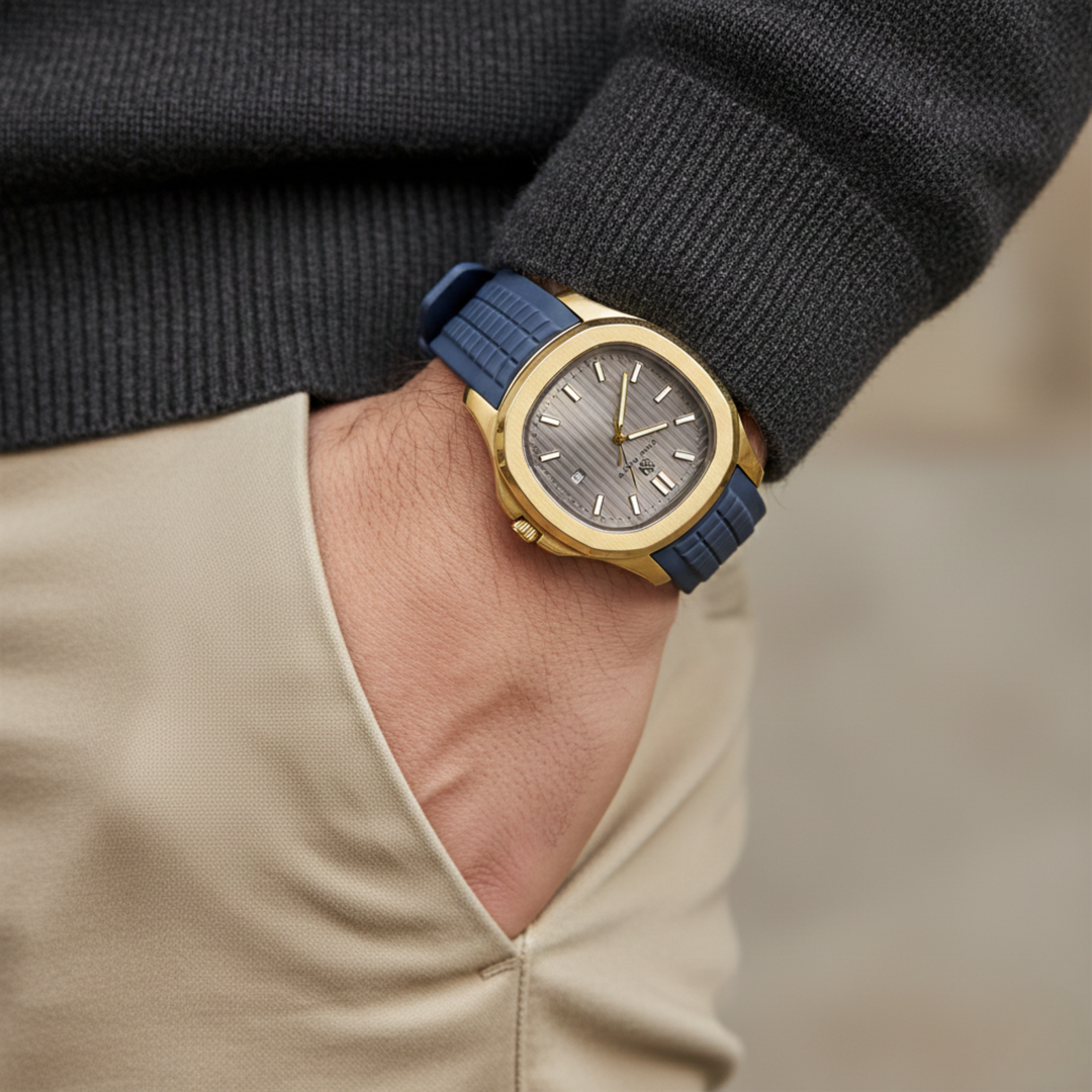 Round Gold Wrist Watch - Urban Gray