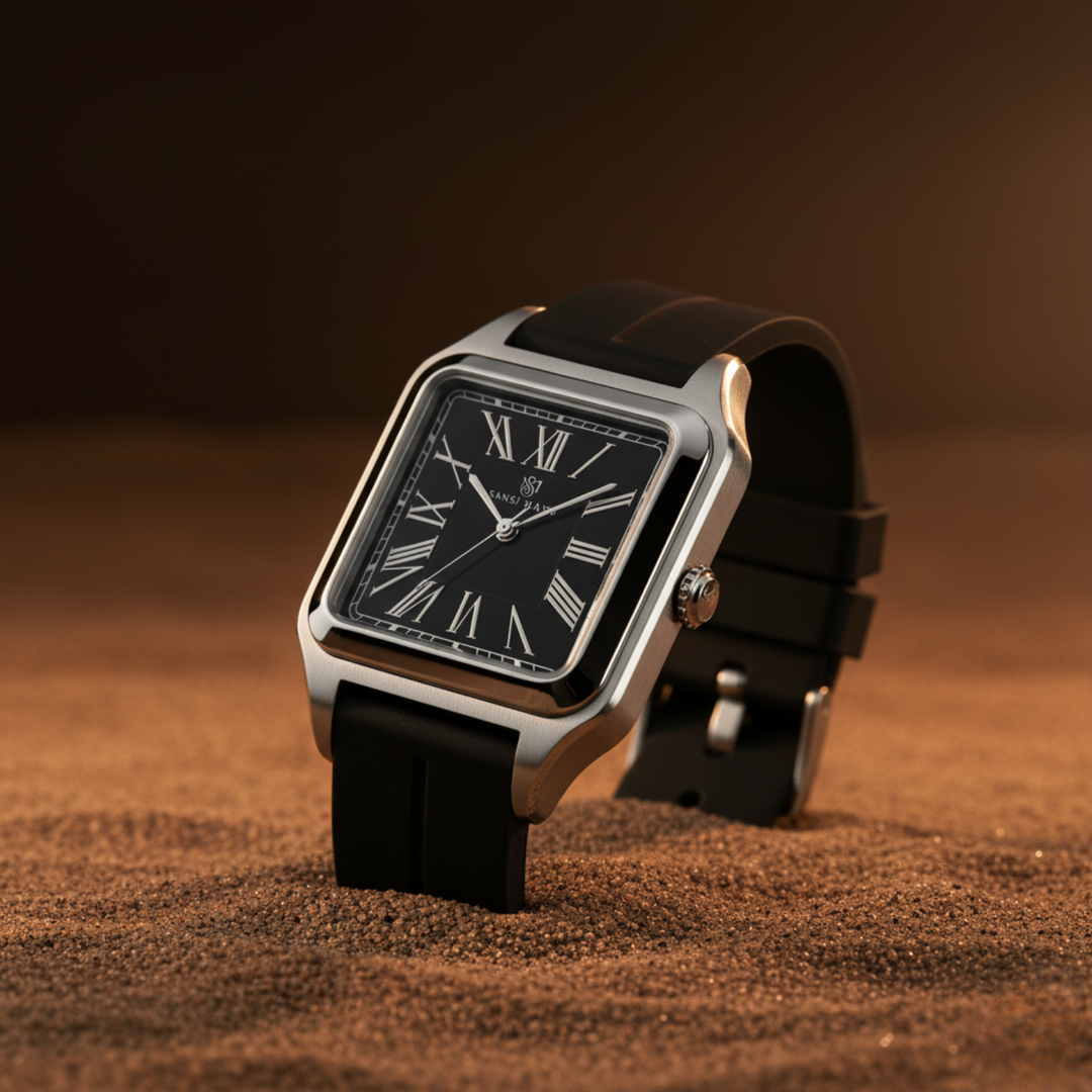 Charcoal Black Square Analog