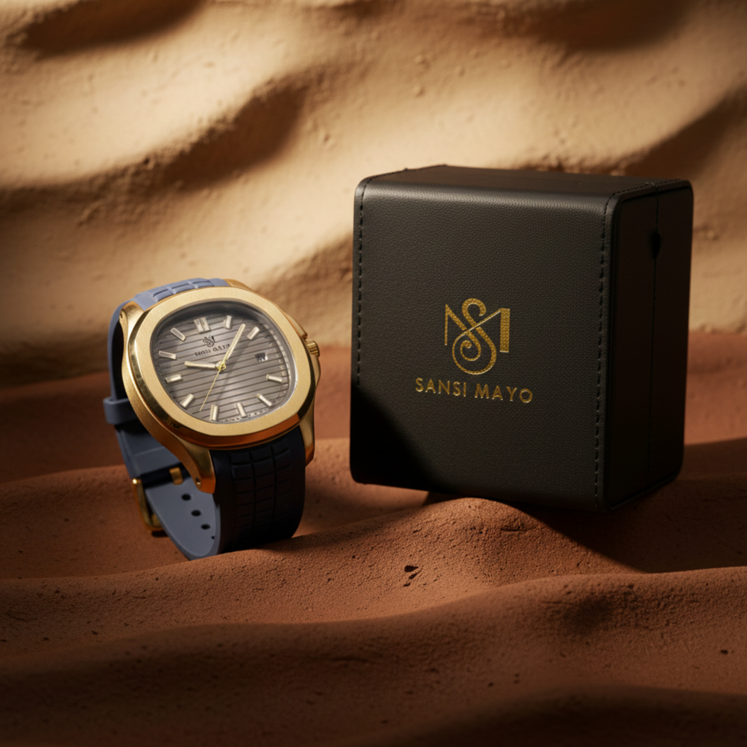 Round Gold Wrist Watch - Urban Gray