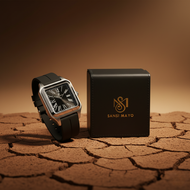 Charcoal Black Square Analog