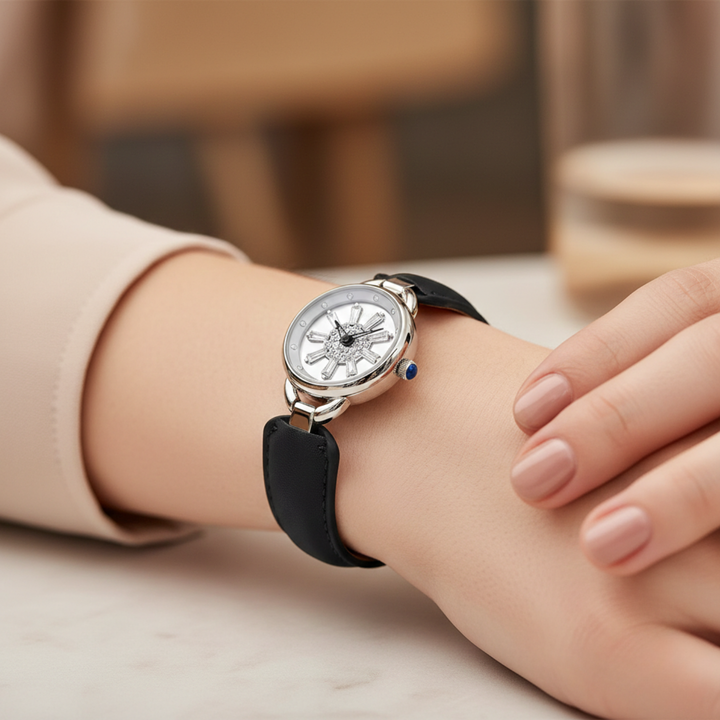 Aurora Black Silver Quartz Watch