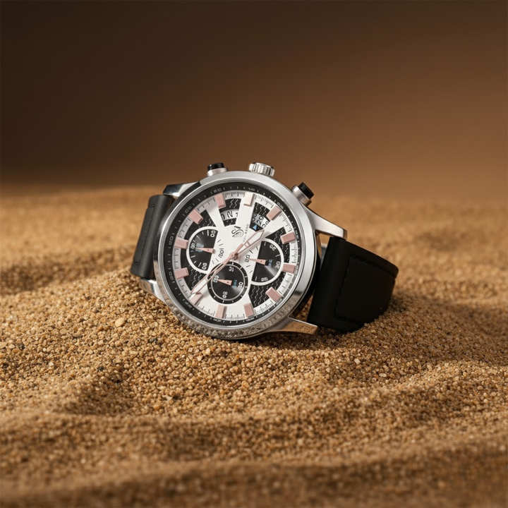 Round Two Tone Wrist Watch Silver