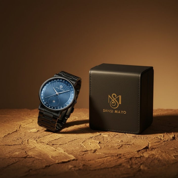 Bold Black & Blue Quartz Date Dial