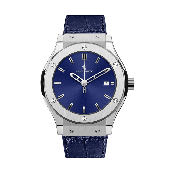 Sapphire Blue Leather Analog