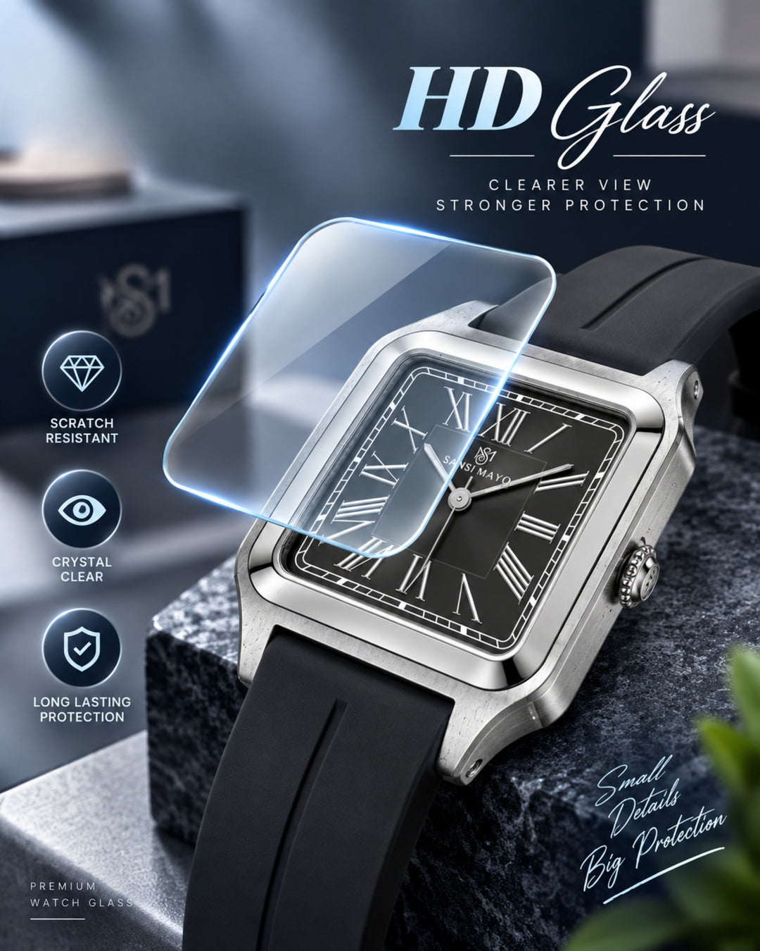 Slate Grey Square Analog