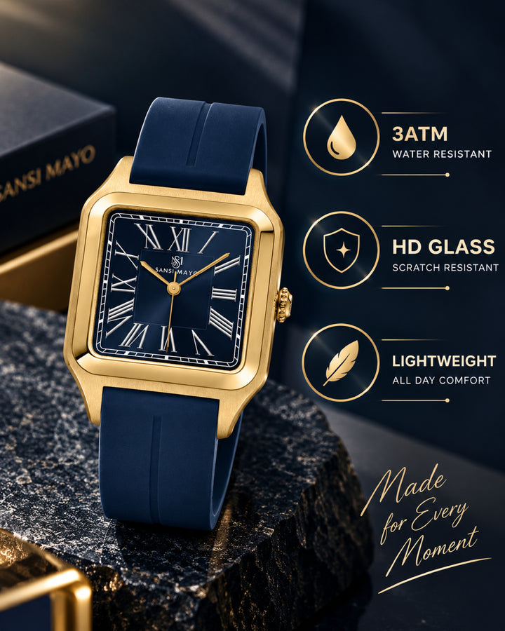 Azure Blue Square Analog