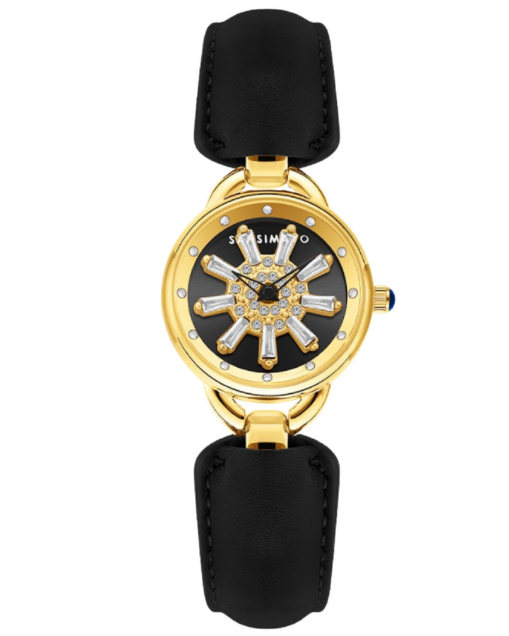 Aurora Black Dynamic Rotating Dial Watch for Women