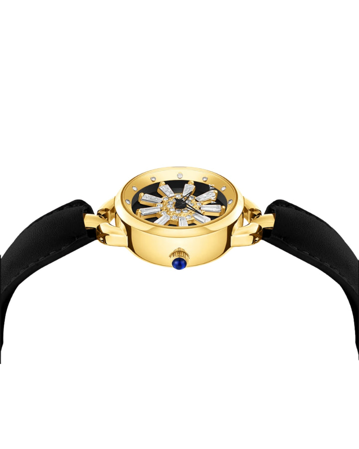 Aurora Black Dynamic Rotating Dial Watch for Women