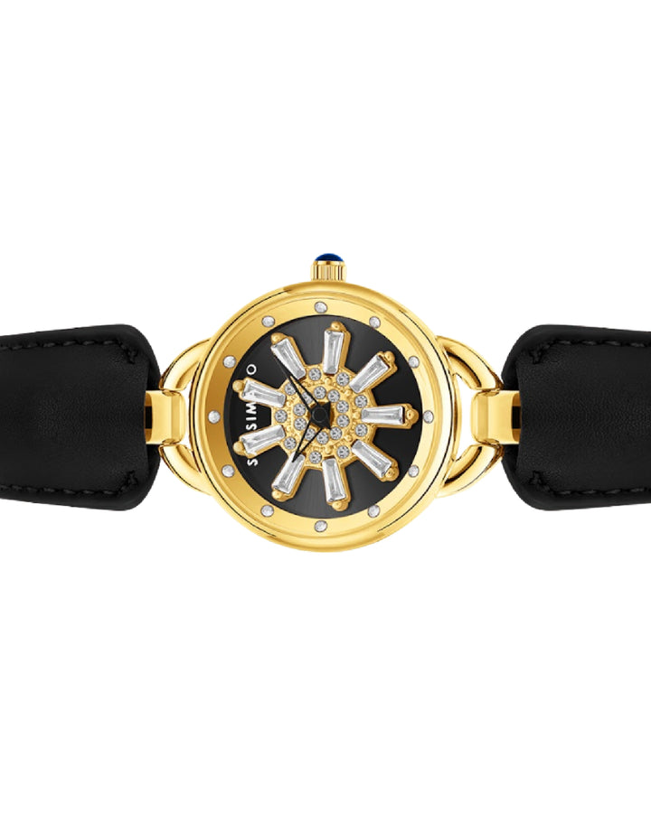 Aurora Black Dynamic Rotating Dial Watch for Women
